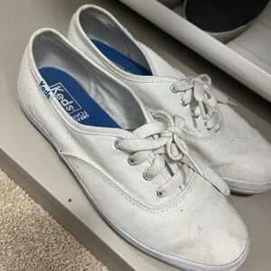 Keds White Canvas Shoes with Blue Insole
